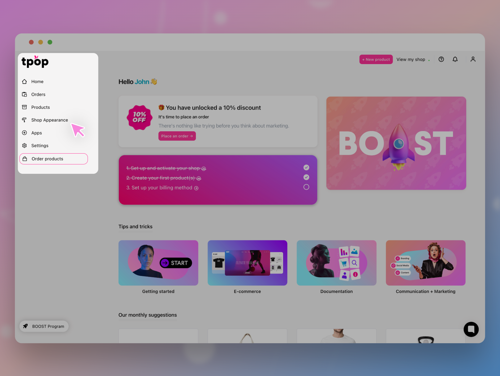 Illustration de notre plateforme e-commerce / print on demand.